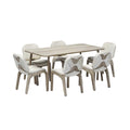 ### Nederlandse Technische Titel:  
Moderne Eettafel Set met Marmeren Stoelen en Houten Onderstel