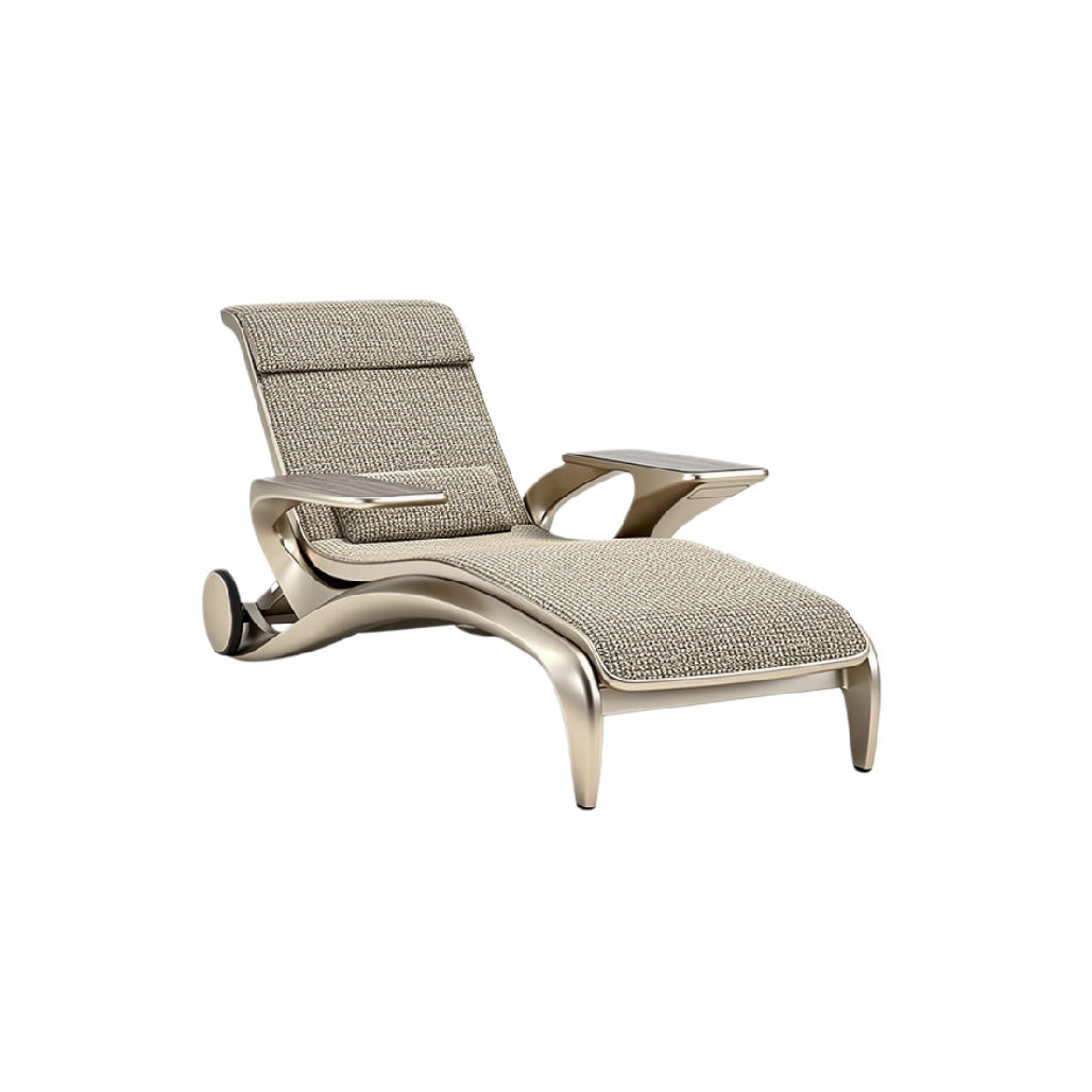 "Moderne Luxe Loungestoel met Aluminium Frame en Stoffering"