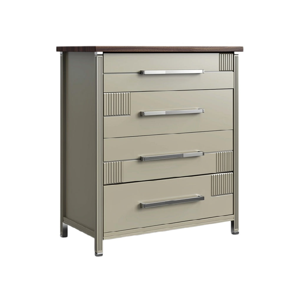 Moderne Ladeblok met 5 Lades en Houten Top, Beige Kleur