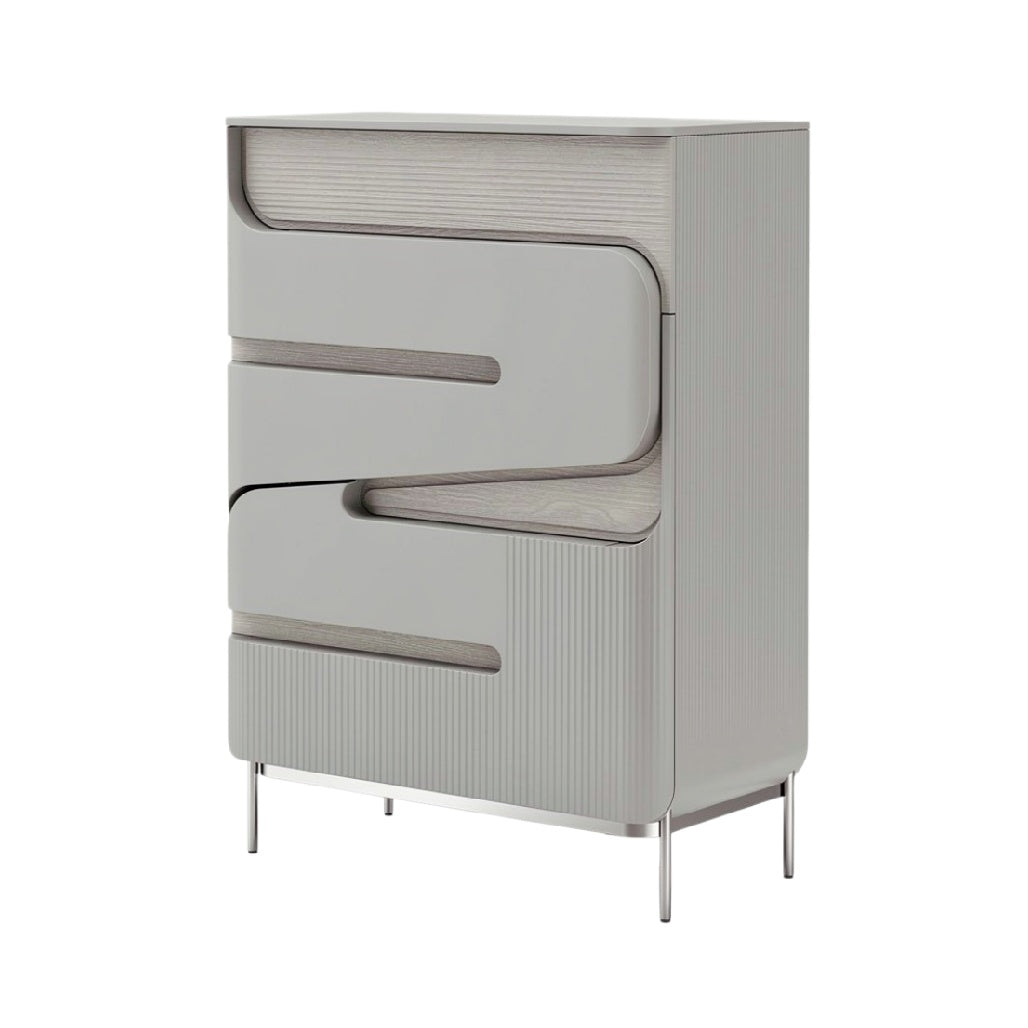 **Moderne Grijze Dressoir met Golfvormige Fronten**